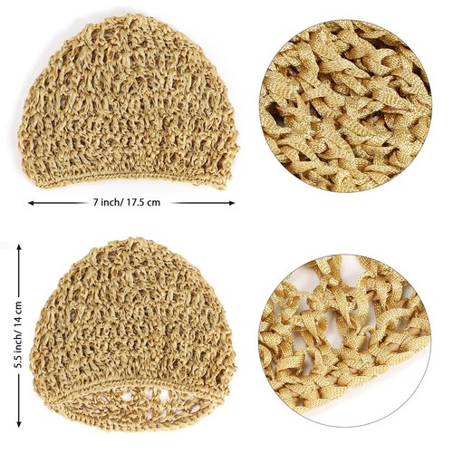 Etercycle 3 Pieces Mesh Crochet Hair Net Snoods for Women, Soft Rayon Knit Crochet Hairnet Hair Cover Accessory for Sleeping (Black, Blue, khaki)