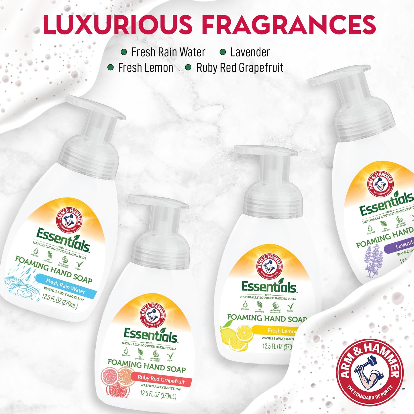 Arm & Hammer Foaming Hand Soap for Skin Cleaning - Cleanser with Lavender Vanilla Scent - Hand Soap Pump with Aloe Vera & Different Ingredients 12.5 Fl Oz (370mL)