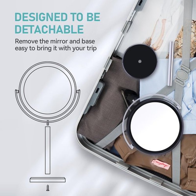 MIYADIVA 20X Magnifying Mirror, Makeup Mirror with Magnification, Double Sided 1X&20X Magnifying Makeup Mirror, 20X Magnifying Mirror for Desk, 360°Rotation Magnifying Mirror with Stand, Black