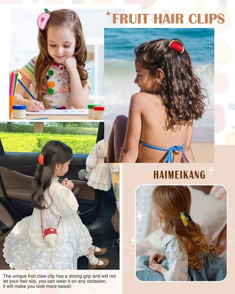 HAIMEIKANG 2PCS Fruit Hair Claw Clips - Fun Hair Clip Non-Slip Medium Cute Claw Clips for Women Girls(Watermelon + Avocado)
