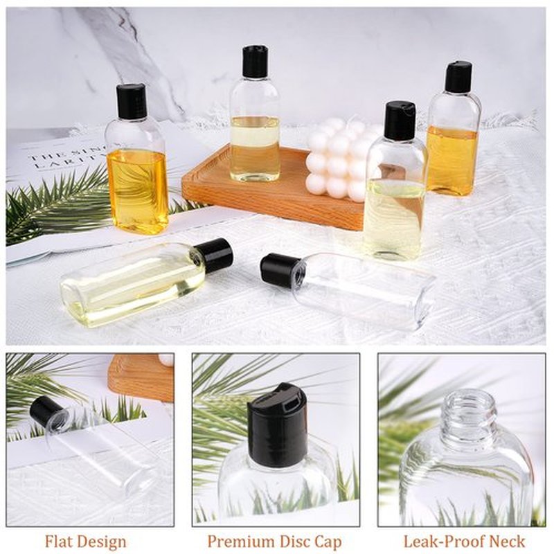 Kitchen GIMS Clear Plastic Empty Squeeze Bottles with Disc Top Caps 6 Pack 4 oz Travel Bottles TSA Approved Leak Proof Plastic Travel Bottles for Shampoo, Conditioner & Lotion