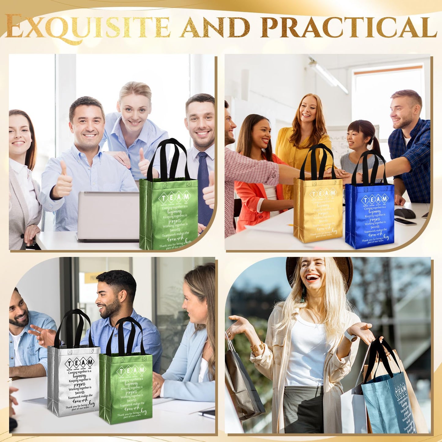 Sweetude Team Employee Appreciation Gifts Bags Reusable with Handles Gift Bags Teacher Appreciation Gift Bag for Staff Office Coworker Team Building(10 Colors,50pcs)