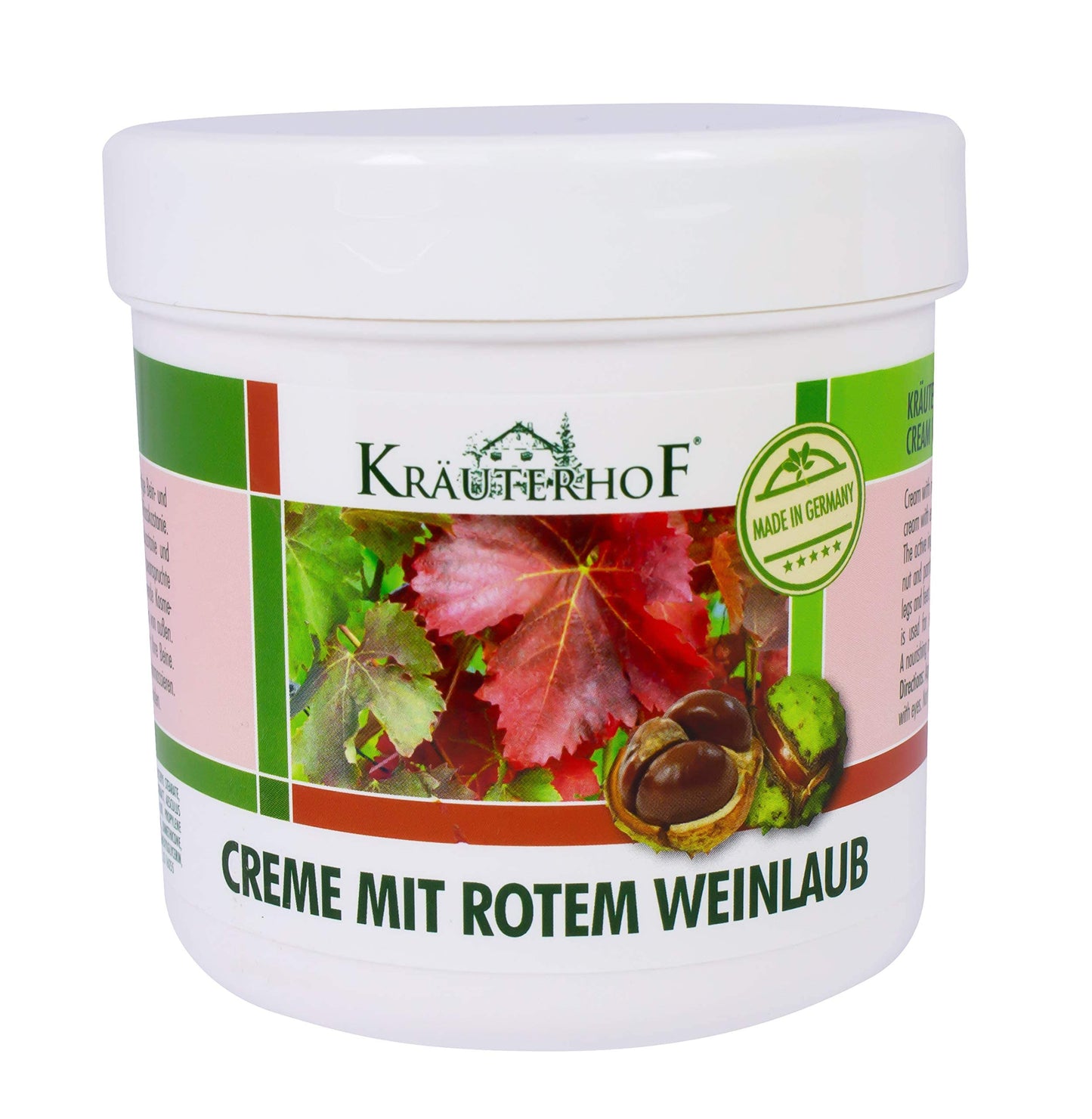 Krauterhof Horse Chestnut & Red Vine Cream for Varicose Veins, Aching Legs - 250ml, All Skin Types