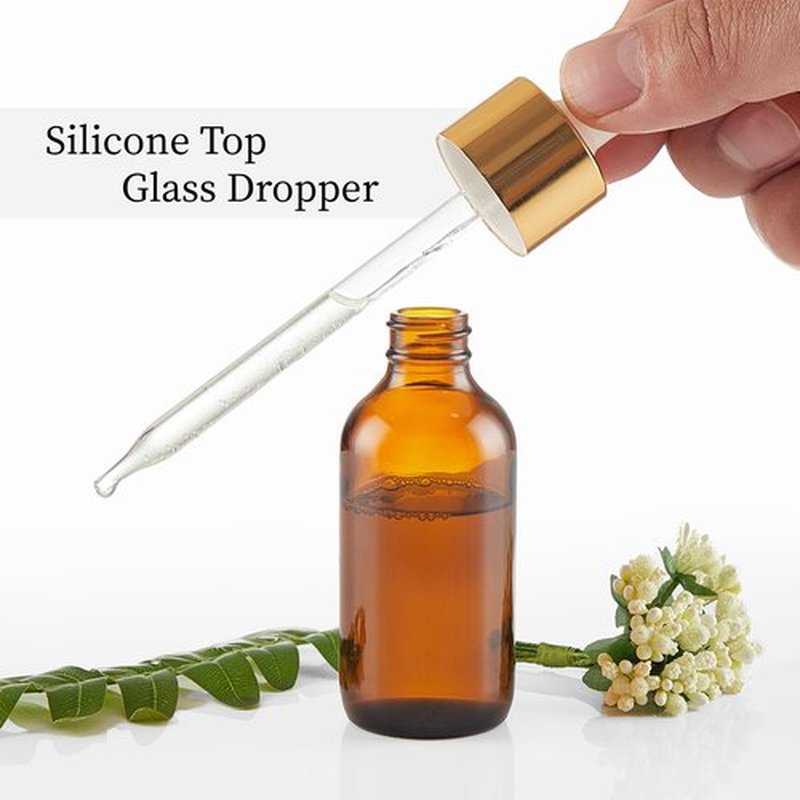 Bastelica Amber Glass Dropper Bottle 4 oz, Tincture Bottles with Dropper, Golden Cap Essential Oils Bottles for Health, Personal Care & Beauty - 4 Pack