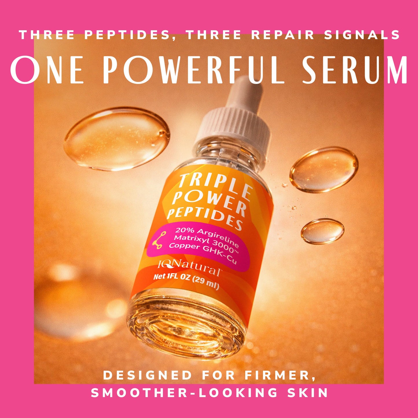 Peptide Serum for Face – 20% Argireline, Matrixyl 3000 & Copper GHK-Cu with Hyaluronic Acid | Anti-Aging Firming Serum | Wrinkle-Relaxing, Skin-Tightening | Boost Collagen with Peptides | 1 FL OZ