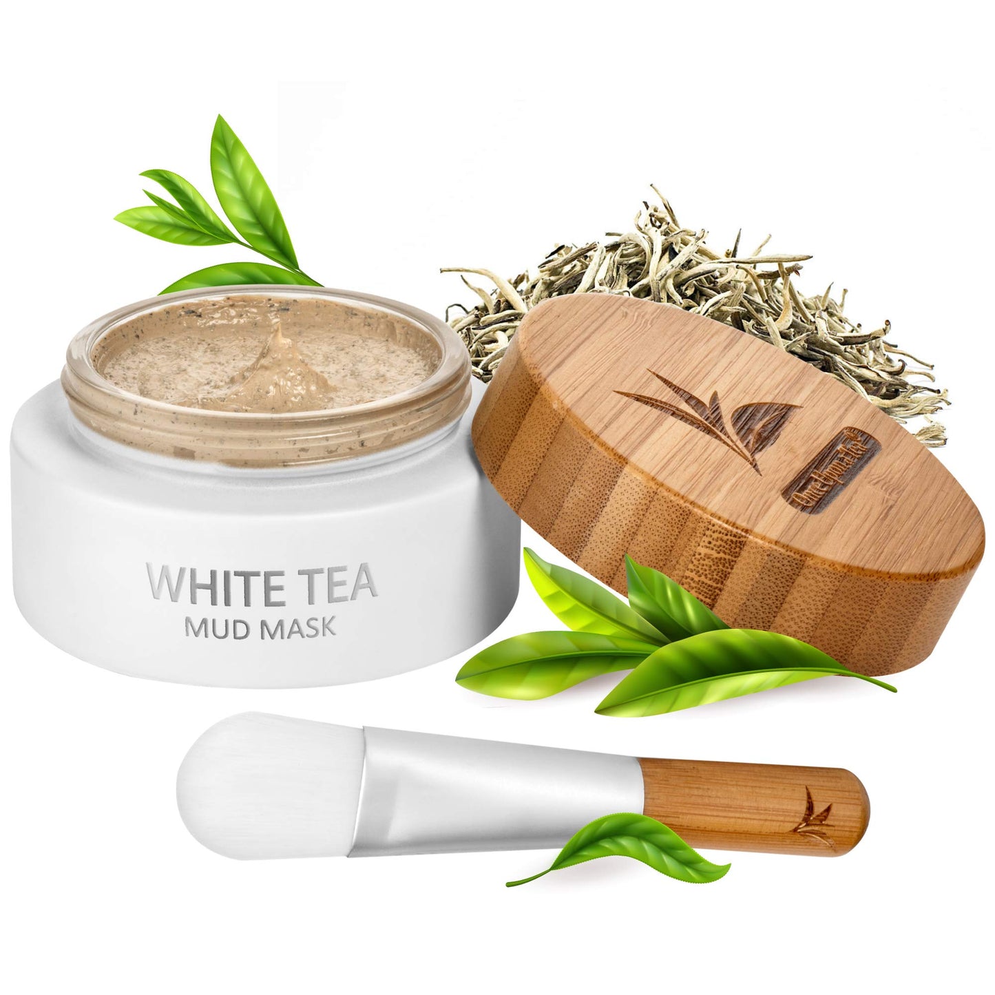 White Tea Mud Mask 100 ml | Antioxidant Facial Treatment | Smoothes Fine Lines Wrinkles, Deep Cleanse, Detoxifies, Removes Blackheads, Pore Minimizer, Younger Looking Skin