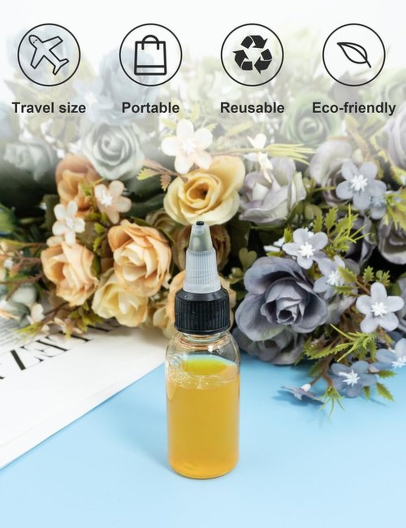 EOSAU 30 Pcs 1oz Plastic Squeeze Bottles with Twist Top Cap, 30ml Clear Dispensing Bottles, Empty Squirt Bottle for Liquids, Sauces, Arts, Crafts, Travel