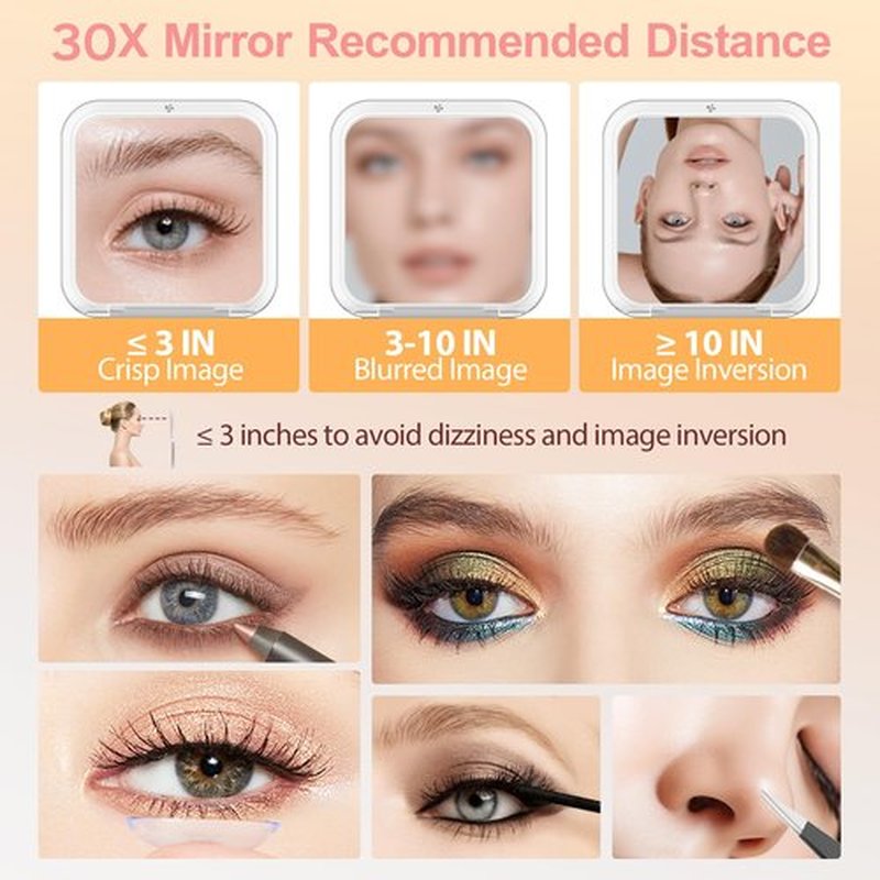 MIYADIVA Compact Mirror, 30X Magnifying Mirror, Pocket Mirror for Purse, Travel Makeup Mirror with 30X/1X Magnification, Travel Essentials Mirror, Precision Tweezers, for Women Rose