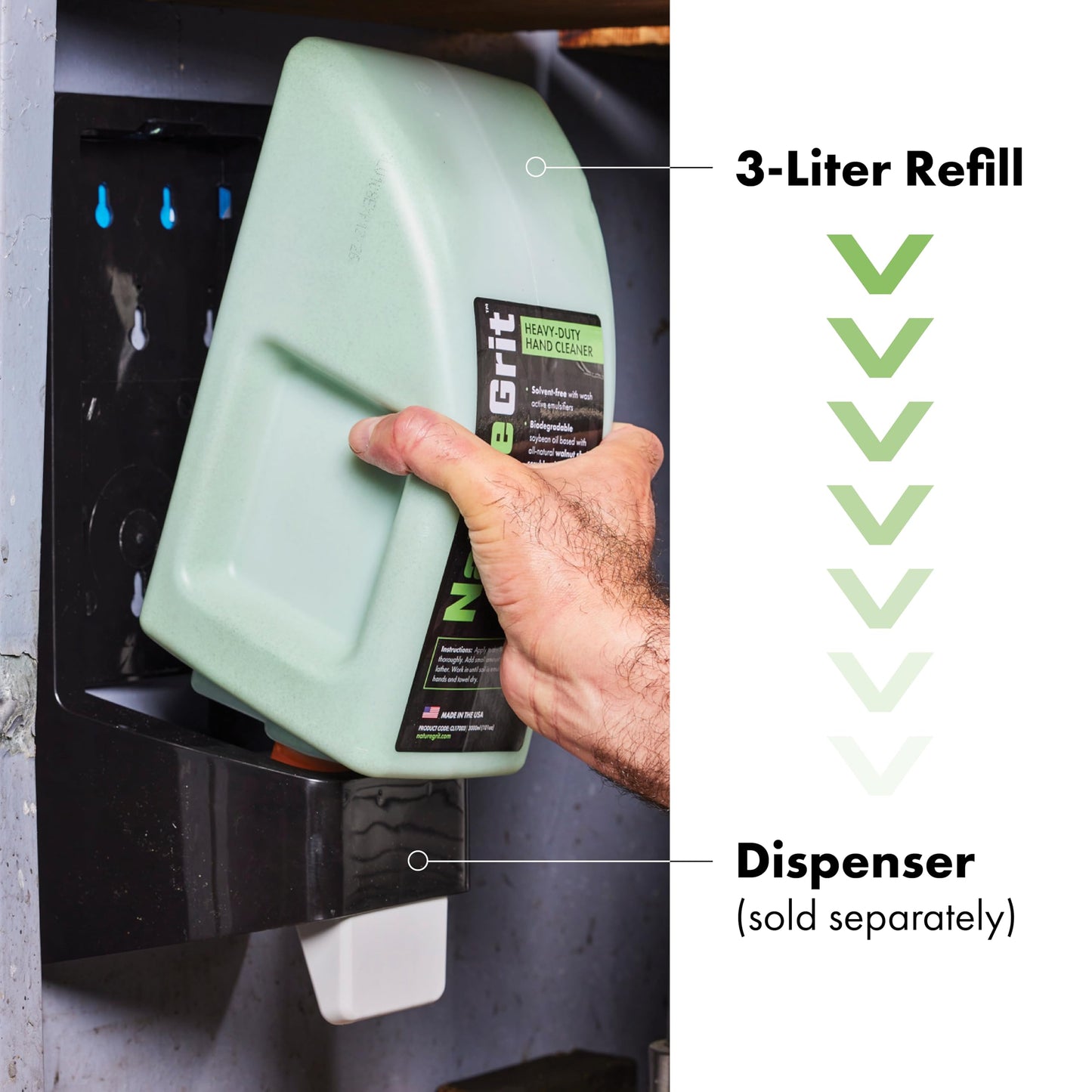 NatureGrit – Heavy Duty Industrial Hand Soap Cleaner Refill – Walnut Shell Conditioners for Skin Protection for Auto Mechanics, Manufacturing, and Anyone with Working Hands - 3-liter (Case of 3)