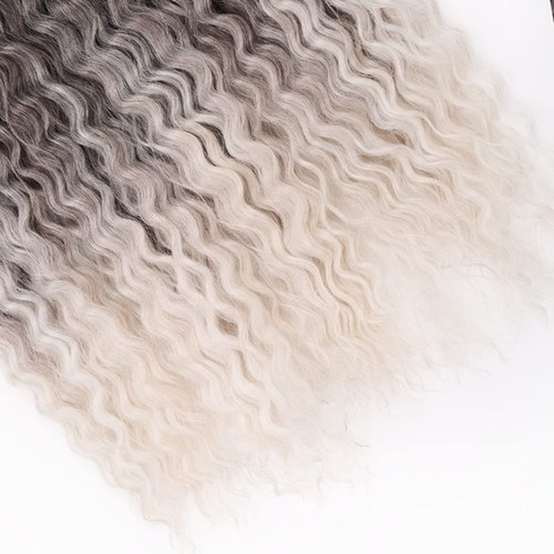 MAYSA Ombre Grey Curly Crochet Hair 22inch 6Packs Ocean Wave Crochet Hair Wavy Synthetic Crochet Hair Ombre Chocolate Brown Mix Ash Silver #4/56C