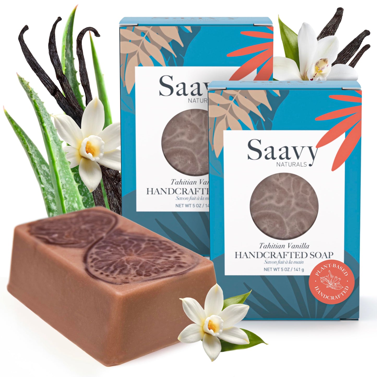 Saavy Naturals Handmade Soap Bar, Moisturizing Formula Vegan Soap, Organic Bath Soaps Bars for Women, Creamy Lather Soaps Gift Sets for Women, 5 Oz, 2 Pack