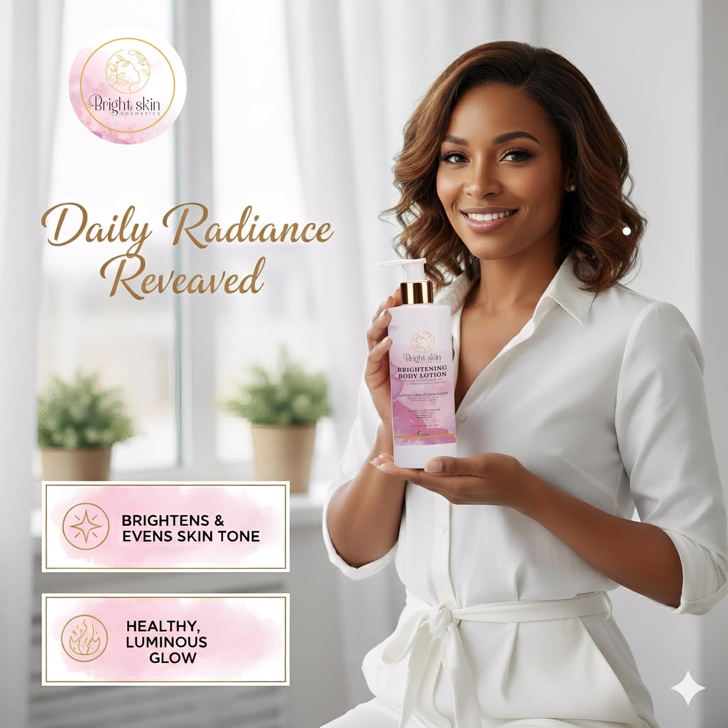 Bright Skin Cosmetics Brightening Body Lotion - 1 lbs, Repairing & Anti-Aging Moisturizer for Smooth, Brighter Complexion