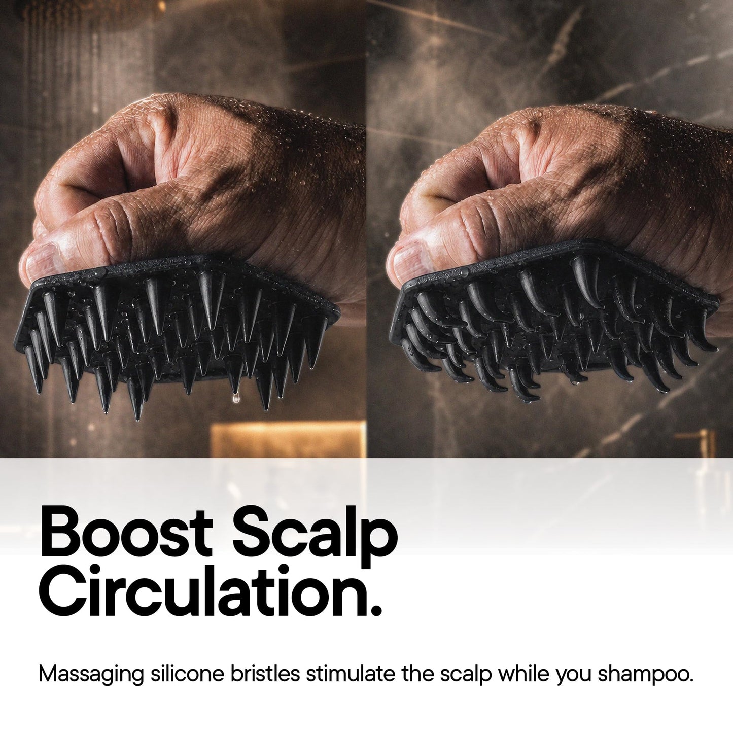 TOOLETRIES Silicone Scalp Scrubber, Shampoo Brush with Hook - Charcoal