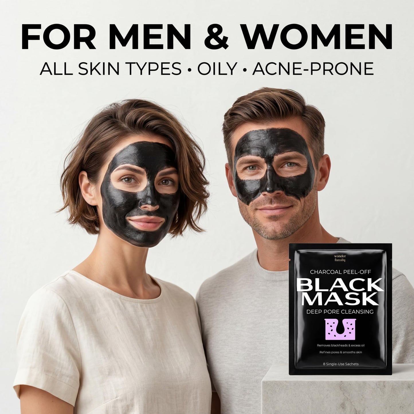 Black Mask Peel Off Face Mask with Activated Charcoal Powder – Korean Blackhead Remover Mask for Nose & Face, Pore Cleaner, Clay Mask & Strips Alternative, Face Mask Skincare for Men & Women, Gift Set