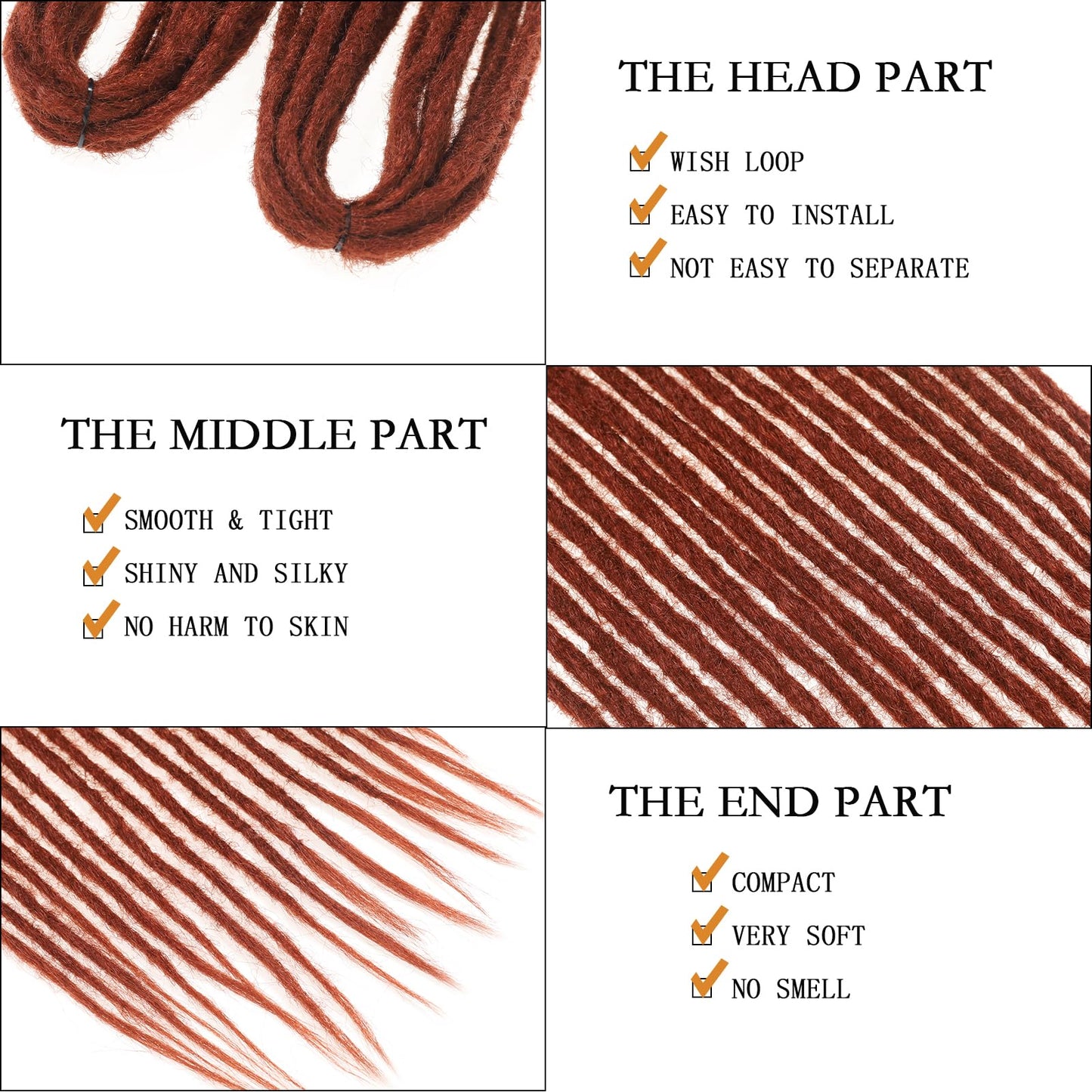 22 inch Double ended dirty braid extension 30 strands synthetic hand woven fear extension fine 0.6cm hip-hop style soft DE women's dirty braid extension (22 inches 30 strands, # 350)