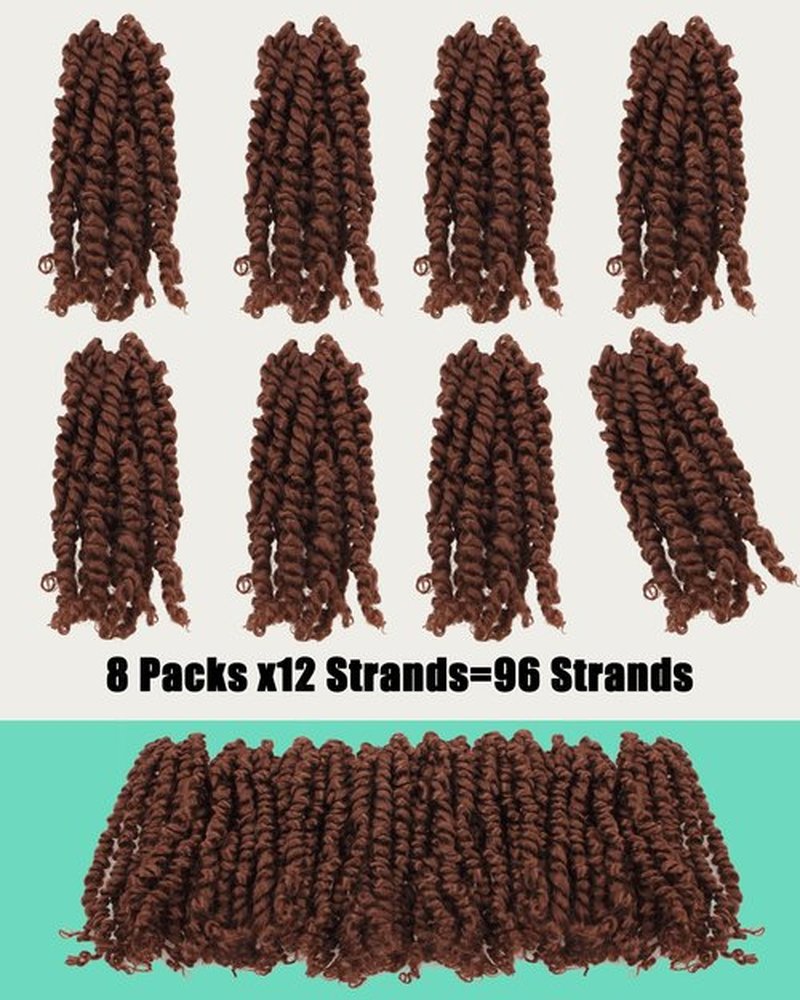 Miss Sula Passion Twist Hair-Pre-twisted Passion Twists,Pre-Looped Crochet Braids Made Of Bohemian Hair Synthetic Braiding Hair Extensions (6 Inch(Pack of 8), 30#)