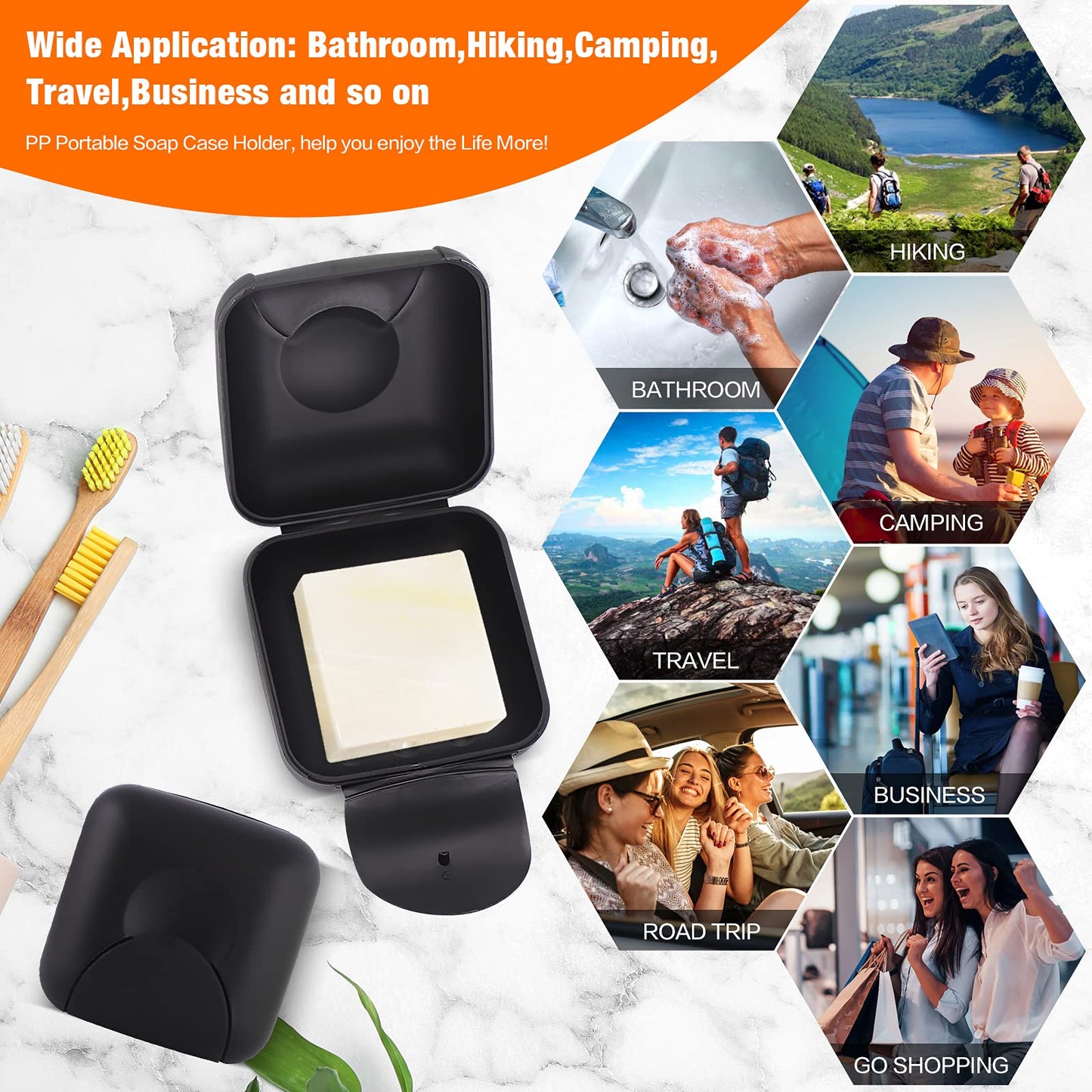 Inovat 2 Pcs Small Size Plastic Soap Case Holder Container Box Home Outdoor Hiking Camping Travel,2.75 * 2.75 * 1.65 inch Black