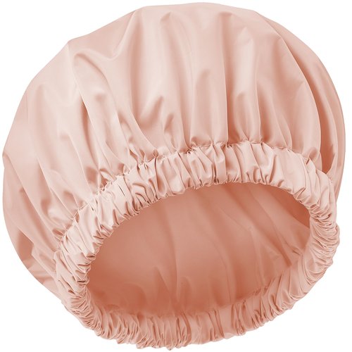 Reusable Shower Cap for Women, Large Waterproof Shower Bonnet Washable Elastic Band Bath Hair Hat for Long Hair, Braids(Orange)