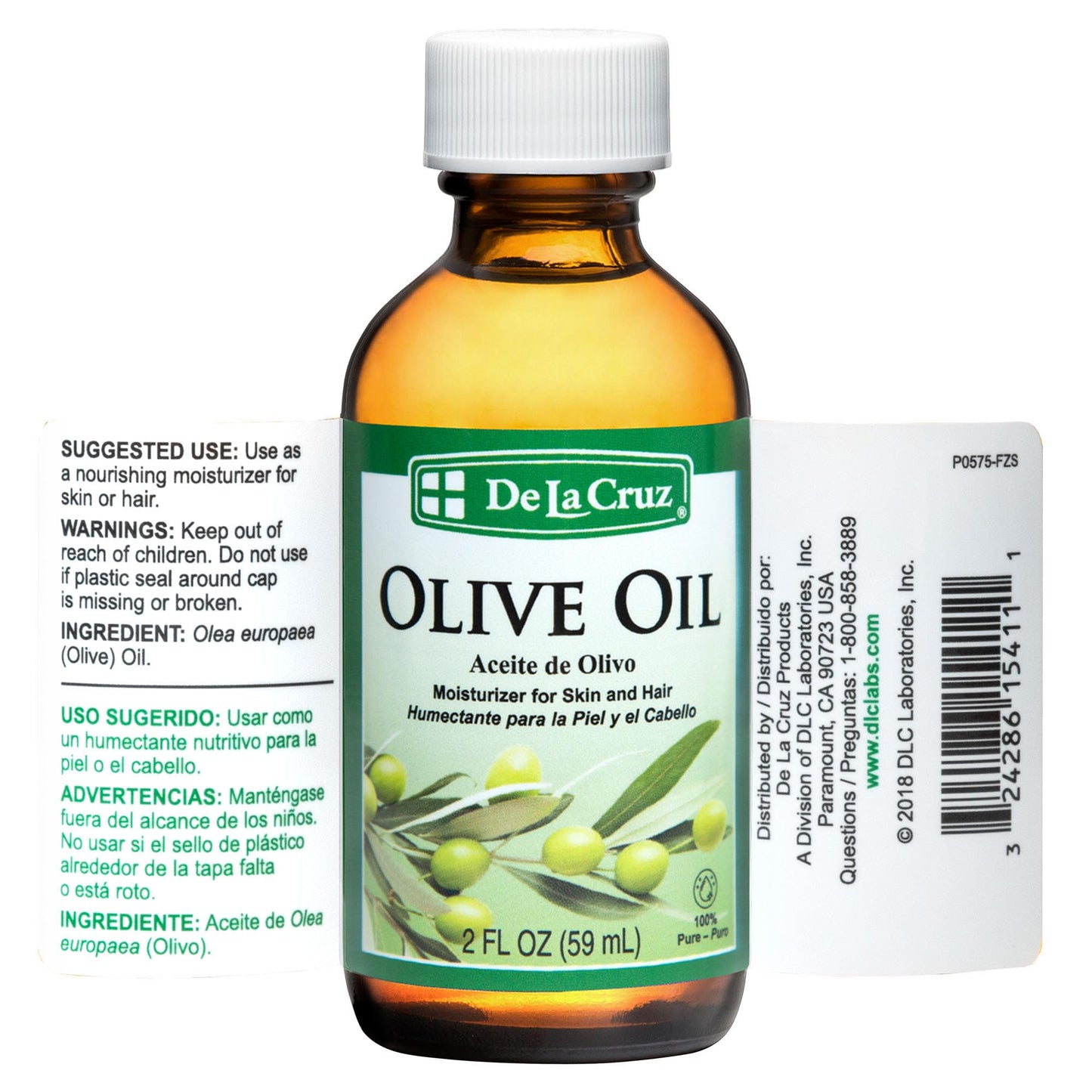 De La Cruz 100% Pure Olive Oil Expeller Pressed for Hair and Skin Lightweight Hair Oil and Moisturizer for Dry Skin and Beauty 2 Fl Oz (2 Bottles)