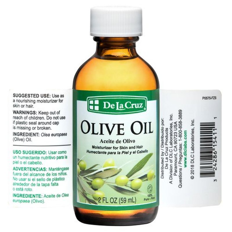 De La Cruz Pure Olive Oil - Natural Expeller Pressed Olive Oil for Hair and Skin - Lightweight Body Oil for Dry Skin 2 Fl Oz (2 Bottles)
