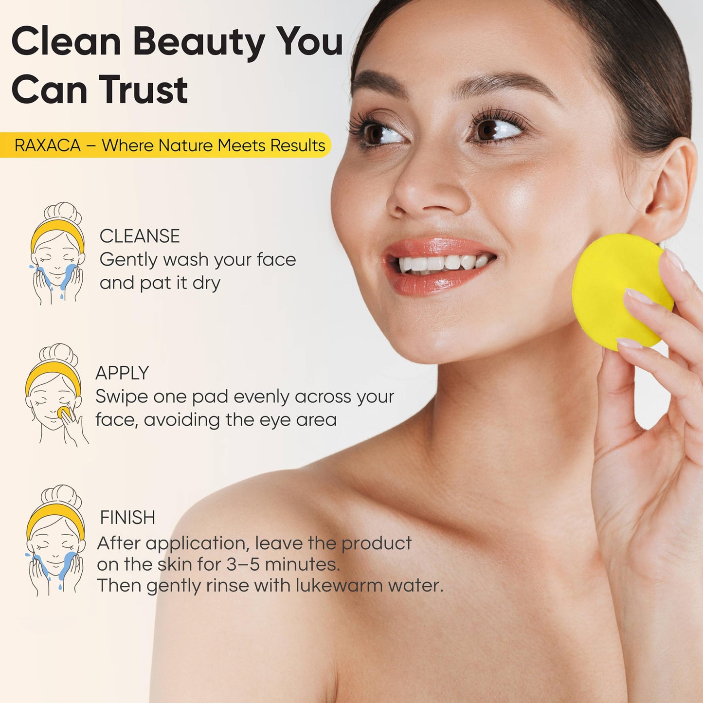 RAXAC Kojic Acid & Turmeric Facial Cleansing Pads, 50 Count, Vitamin C, Gentle Exfoliating Cotton Pads for Brighter & Refreshed Looking Skin, Daily Facial Cleansing Pads