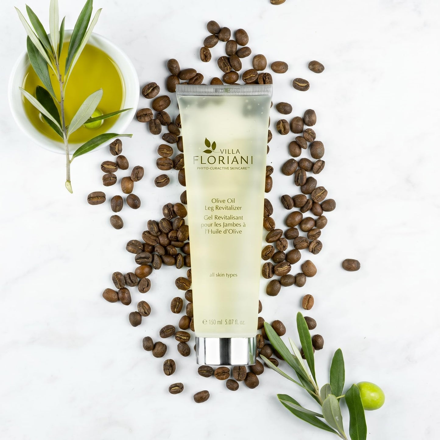 Villa Floriani Olive Oil Leg Revitalizer | Revives, Tones And Refreshes Tired Legs | Leg treatment | Natural Skincare | Rediscovering Natural Beauty, 5.07 fl. oz.