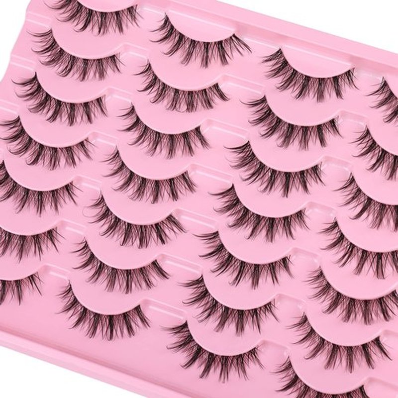 Manga Lashes Clear Band Natural Lashes Wispy Asian 12mm 3D Short Lashes D Curl False Eyelashes Pack by Kiromiro