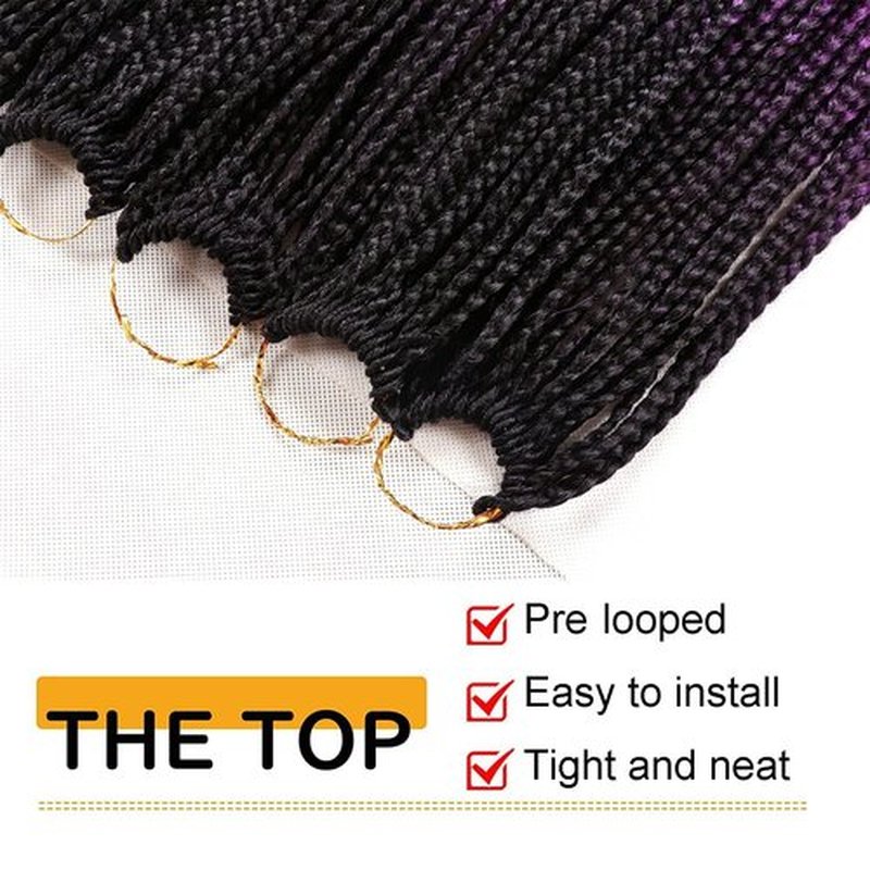 7 Packs Goddess Box Braids Crochet Hair 14 Inch Ombre Prelooped Crochet Box Braids Crochet Hair for Black Women Braiding Hair (14 Inch 7 Pack, 1B/Purple/Blue)