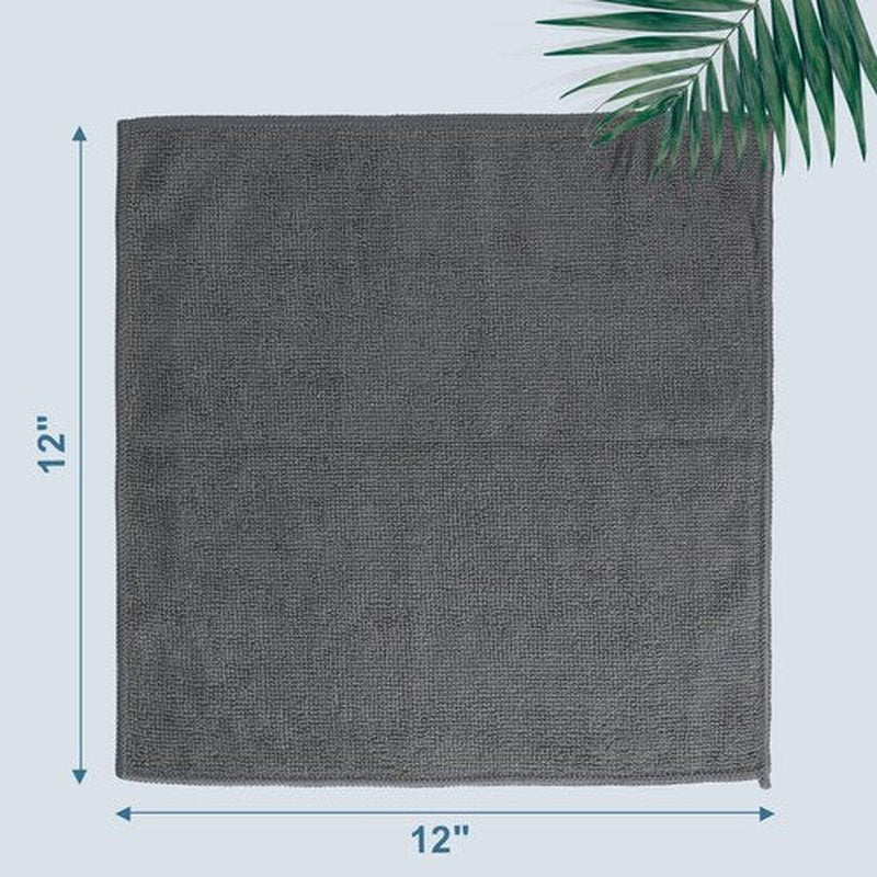 HOMEXCEL Microfiber Washcloths Towel Pack of 24, 12" x 12" Highly Absorbent and Soft Face Towels Wash Cloths for Bathroom, Gym, Hotel and Spa, Fast Drying Multi-Purpose Cleaning Cloth, Grey