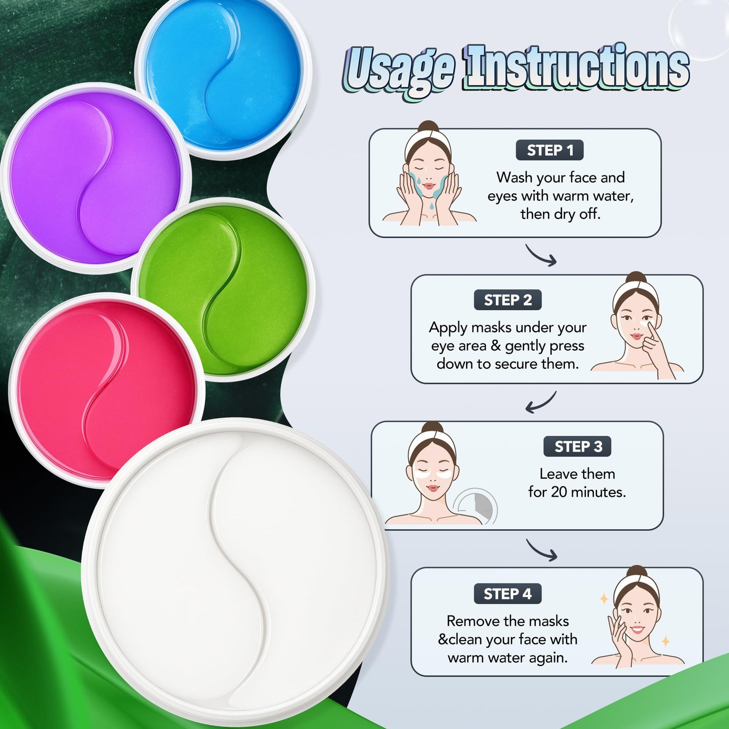 NAZANO Under Eye Patches - 60 Pack for Puffy Eyes, Dark Circles, Bags & Wrinkles with Hydrolyzed Collagen & Hyaluronic Acid - Eye Care Pads for Daily Skincare (White)