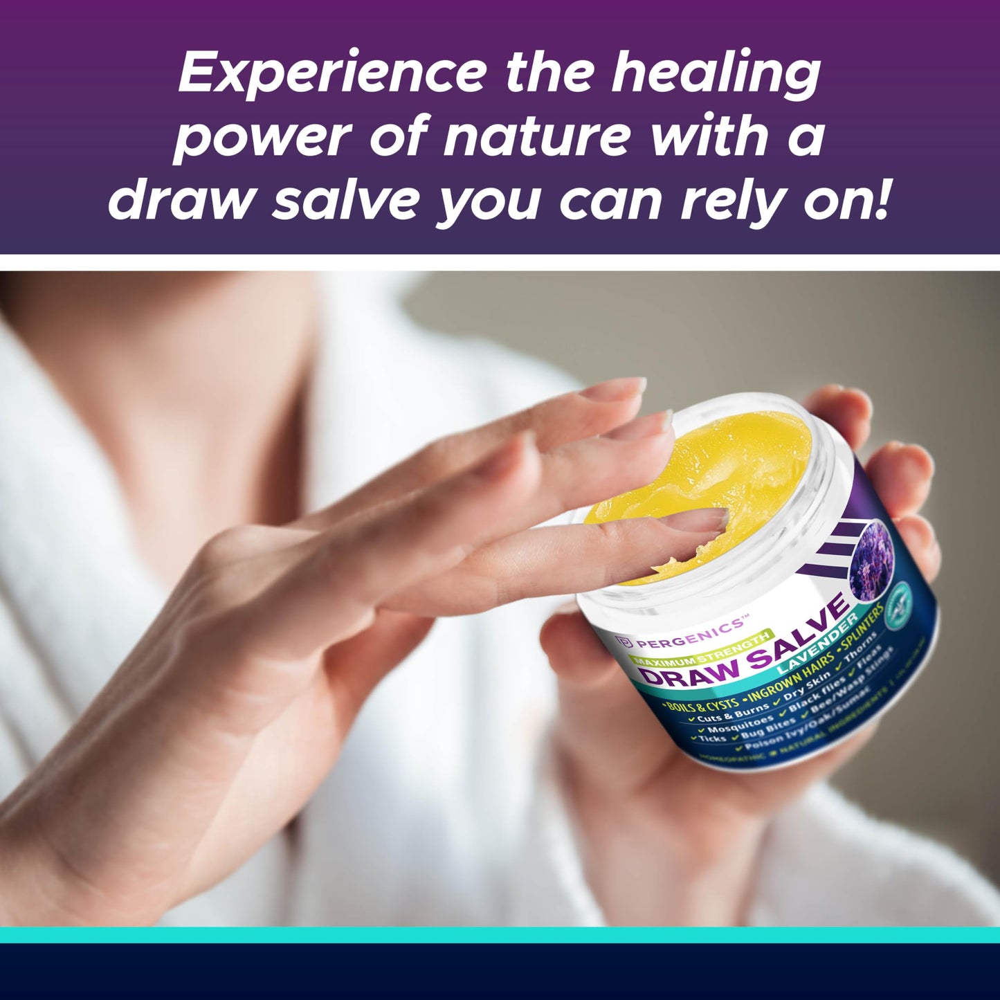 Pergenics Drawing Salve Ointment with Natural Lavender Herbal Extract for ingrown Hair, Boil & Cyst, Splinter Remover, Bug and Spider Bites, bee Sting, Mosquito bite Itch, Poison Ivy, 1 oz (1 Pack)