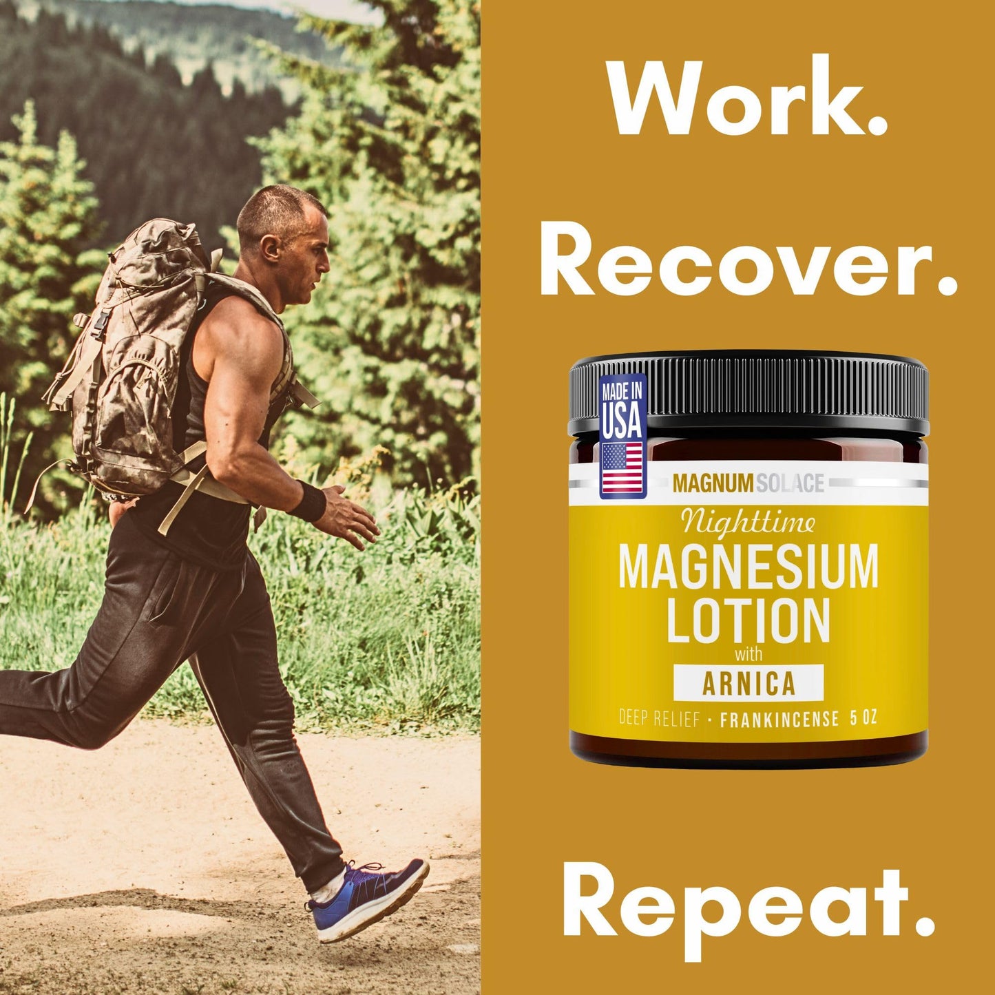 Magnum Solace Nighttime Magnesium Lotion with Arnica – Soothing Relief & Relaxation, Highly Concentrated Magnesium for Muscles & Joints – Apply to Legs or Feet Before Bed – Skin-Friendly