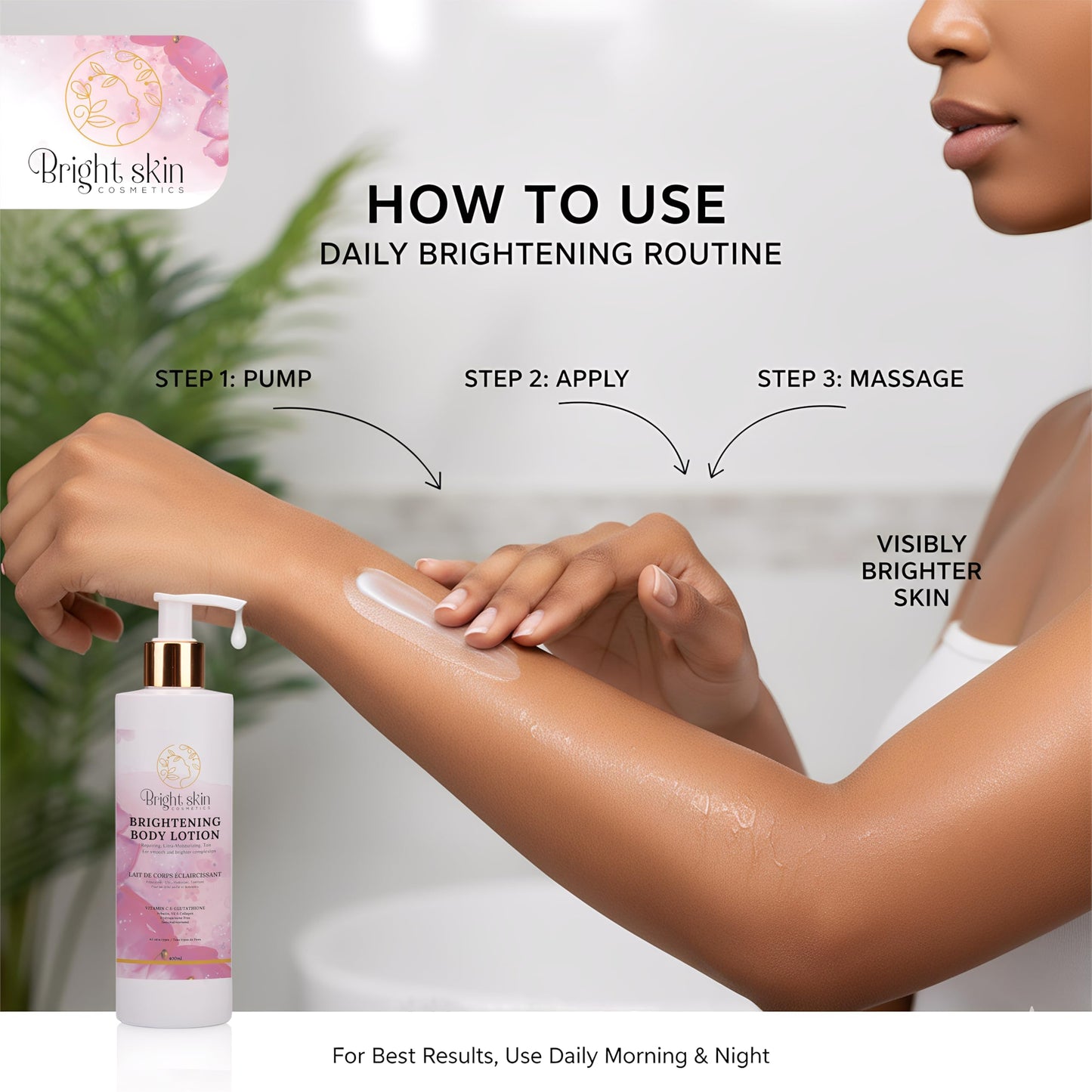 Bright Skin Cosmetics Brightening Body Lotion - 1 lbs, Repairing & Anti-Aging Moisturizer for Smooth, Brighter Complexion