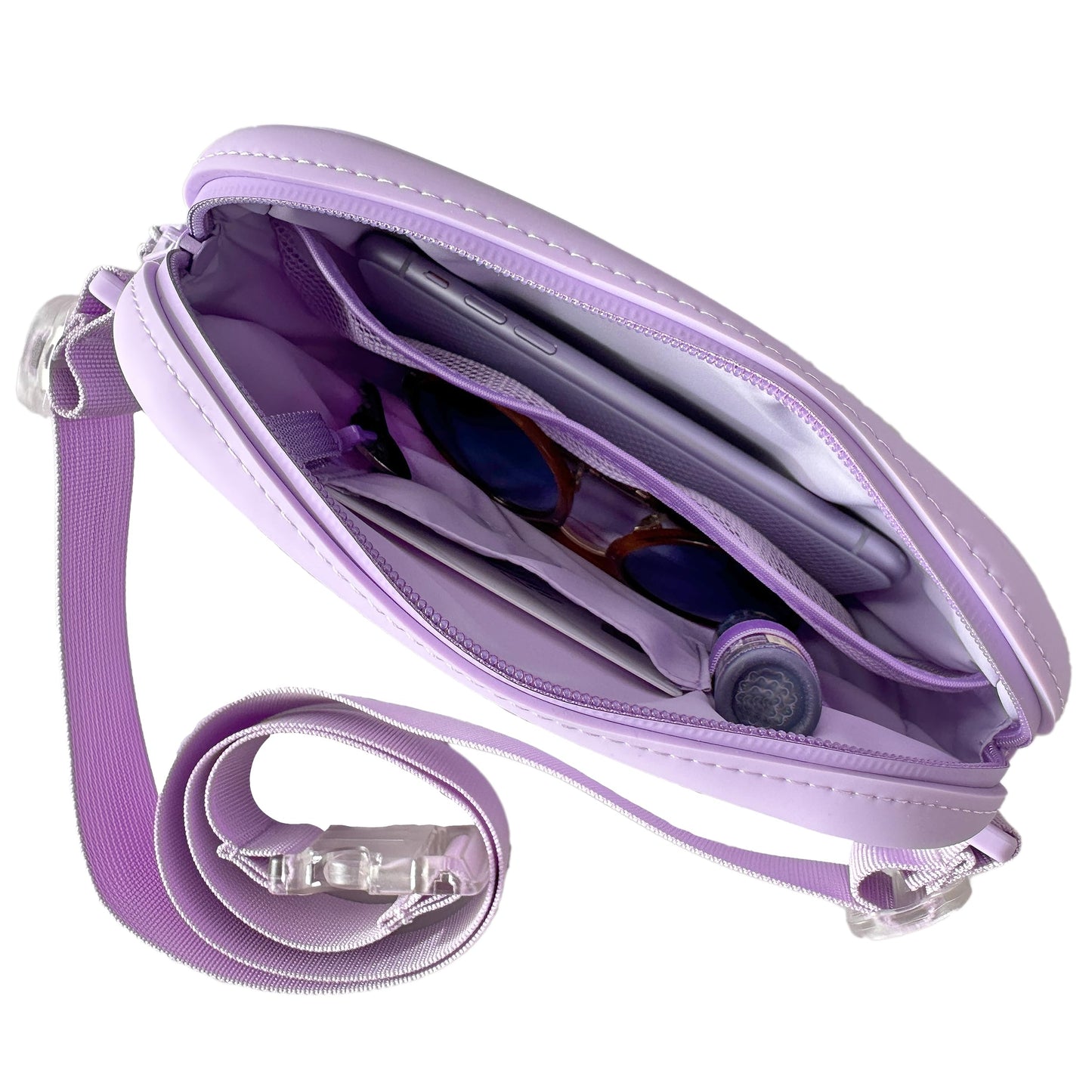Leufu Silicone Crossbody Bag for Women & Men – Premium Soft-Touch Belt Bag, Adjustable Sling & Shoulder Strap (32-50"), Water-Resistant & Easy to Clean (Soft Lilac)