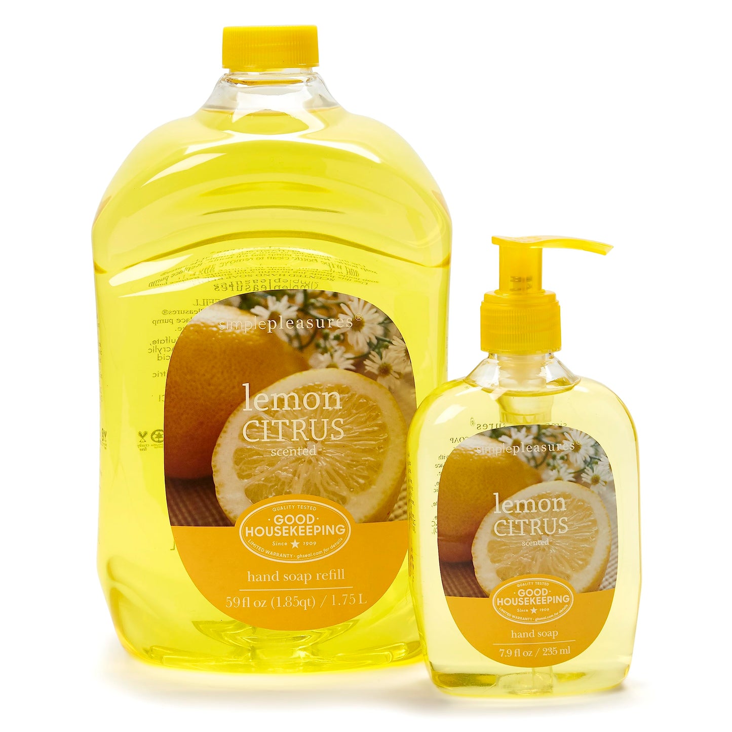 SIMPLE PLEASURES Lemon Citrus Hand Soap Refill Set, 7.9oz + 59oz