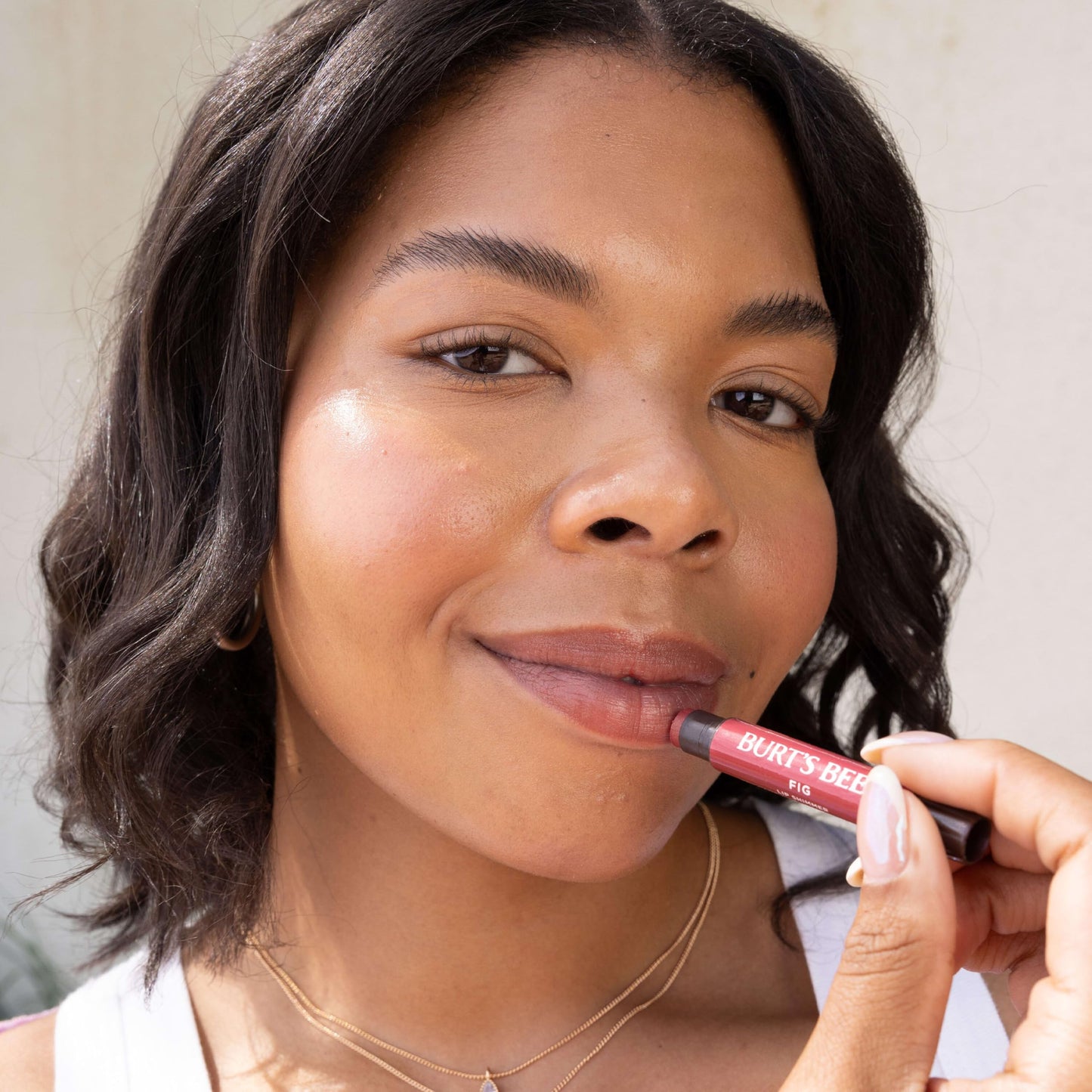 Burt's Bees Shimmer Lip Tint Stocking Stuffers Set, Tinted Lip Balm Stick, Moisturizing for All Day Hydration with Natural Glowy Pigmented Finish & Buildable Color, Rhubarb (1-Pack)