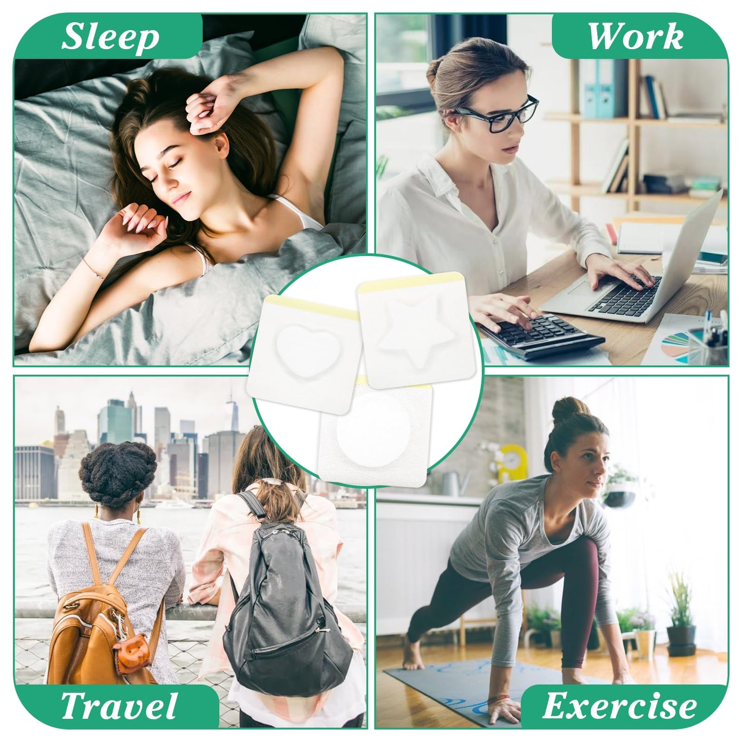 54 PCS Disposable Castor Oil Patches，Organic Cotton Castor Oil Belly Button Patches（Stars, Hearts, Circles），Portable Self-Adhesive Anti Leakage No Wash