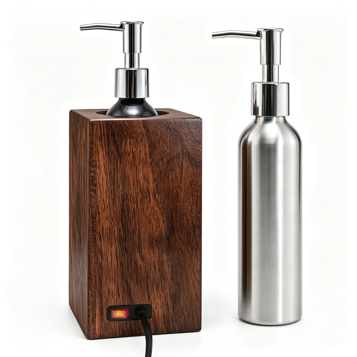 Walnut Wood Massage Oil Warmer Automatic Heating Faster with 2 Massage Oil Pump Bottles Lotion Warmer Dispenser Heated 122-140°F Suitable for Salon Spa Electric Oil Warmer Massage Elitzia ETAW02S