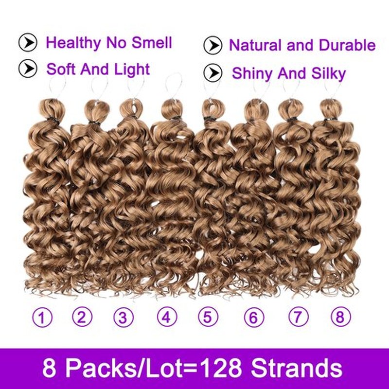 ZRQ 14 Inch GoGo Curl Crochet Hair 27 Short Beach Curl Crochet Hair For Women Synthetic Deep Twist Crochet Braids Water Wave Crochet hair(14Inch,27)