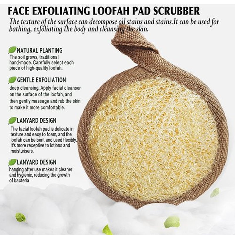 Face Exfoliating Loofah Pad Scrubber, Soft and Easy Foaming Facial Loofah Makeup Remover Sponge（ 4 Pack） Clean Pore and Blackhead Sponge Pad, Brown