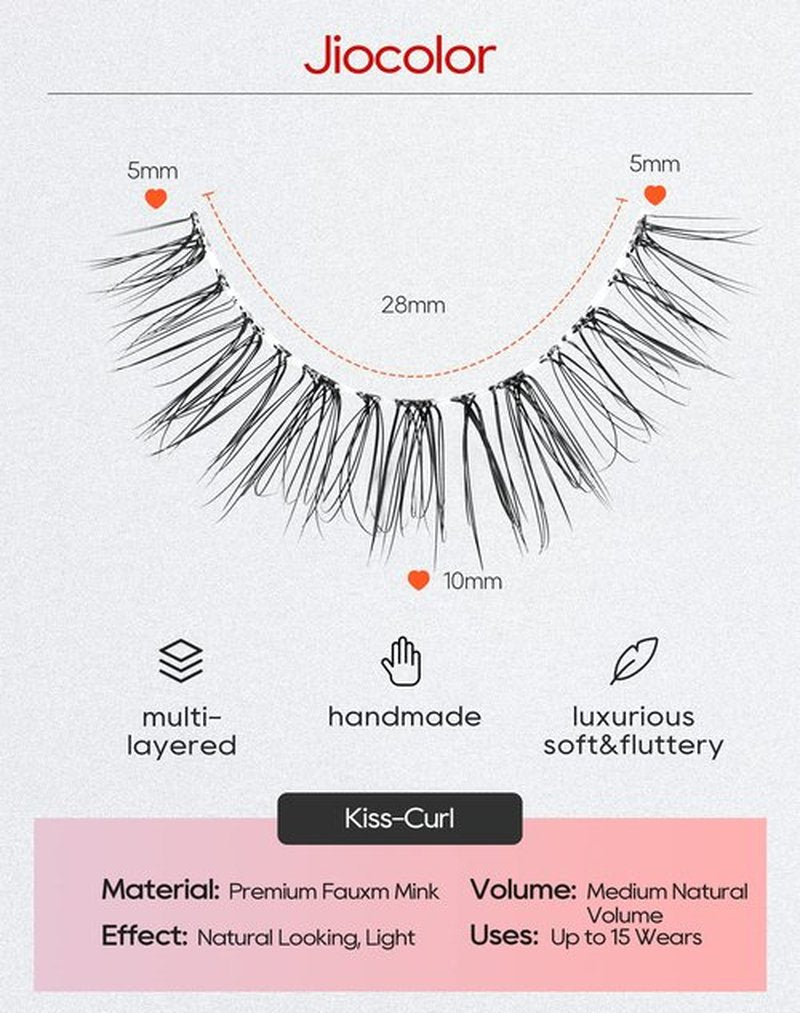 Fairy Strip Lashes That Look Like Extensions Clear Band False Eyelashes Natural Look 3D Volume Lashes Short Wispy Fake Eyelashes Pack 7 Pairs 10MM