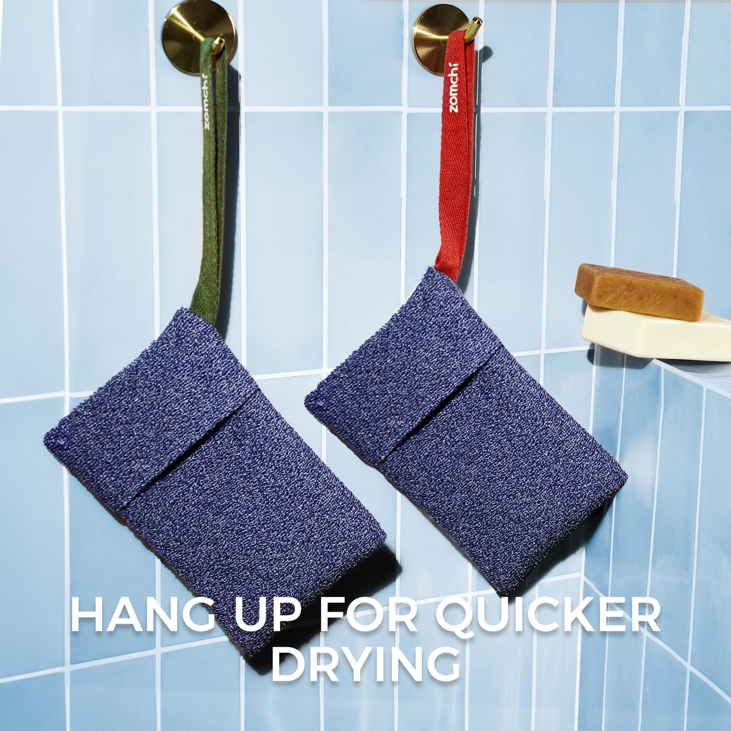 ZOMCHI Soap Saver Bags for Bar Soap, 2 Pack, Dark Blue Pouches