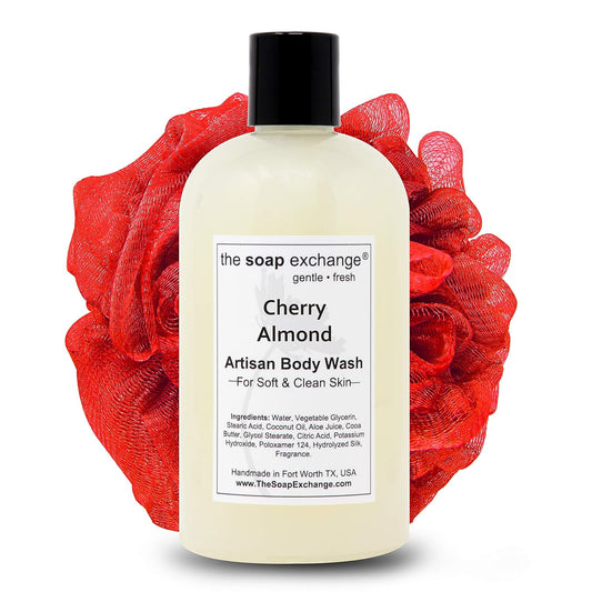Body Wash - Cherry Almond Scent | Handcrafted Natural Artisan Soap 12 fl oz - Cleanse & Moisturize