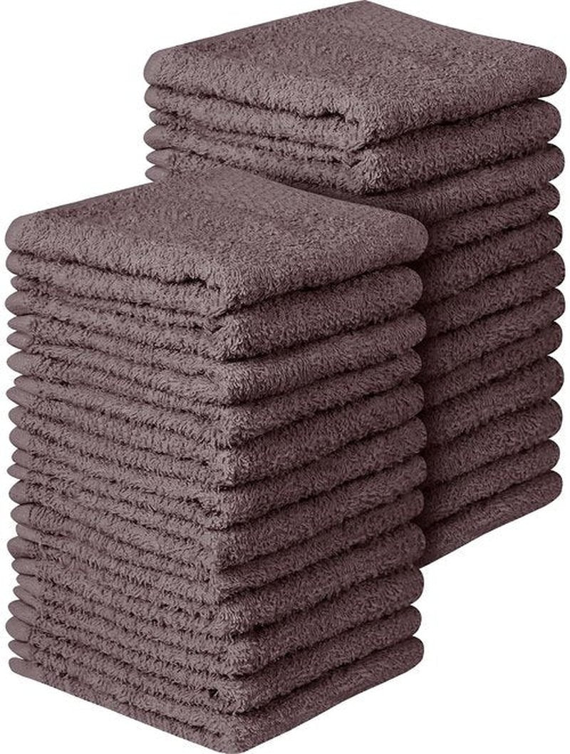 Towel and Linen Mart 100% Cotton - Wash Cloth Set - Flannel Face Cloths, Highly Absorbent and Soft Feel Fingertip Towels (Grey) (Grey, 12) (Grey, Pack of 24)