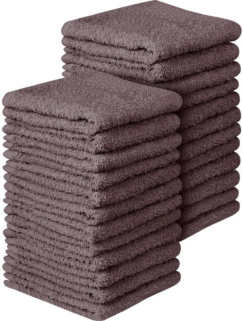 Towel and Linen Mart 100% Cotton - Wash Cloth Set - Flannel Face Cloths, Highly Absorbent and Soft Feel Fingertip Towels (Grey) (Grey, 12) (Grey, Pack of 24)