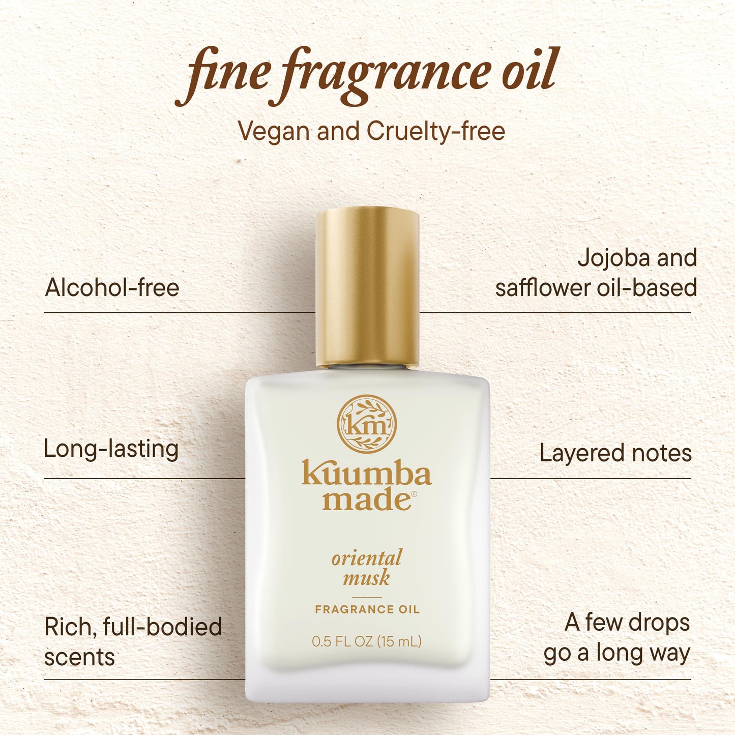 Kuumba Made Oriental Musk Fragrance Oil, Long-Lasting Scented Oil Perfume Roller, Vegan, Alcohol-Free, 0.5 oz