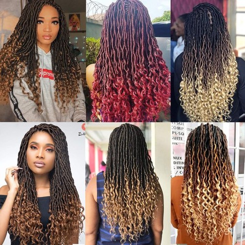 Karida Faux Locs Crochet Hair 24 Inch, 6 Packs Pre Looped Goddess Locs Crochet Hair, Wavy Crochet Faux Locs With Curly Ends, Boho Faux Locs Crochet Hair For Black Women (24 inch, T30#)