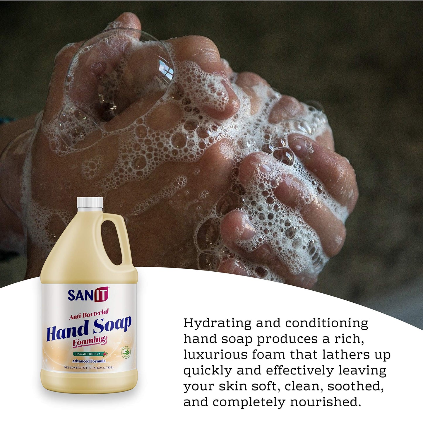 Sanit Antibacterial Foaming Hand Soap Refill - Advanced Formula with Aloe Vera and Moisturizers - All-Natural Moisturizing Hand Wash - Made in USA, Hawaii Tropical, 1 Gallon