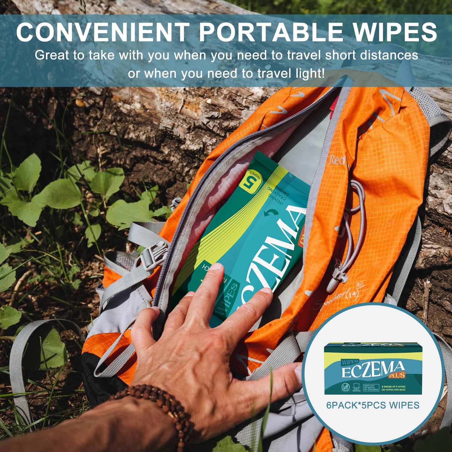 NATOUCH Eczema Wipes All-Natural Fast Acting Eczema Relief, Instantly Soothes & Cools Itching, cracking, and drying, Skin Protectant Organic Wipes