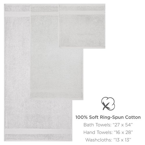 Arkwright Bath Towels Set of 6 - (Pack of 6) Super Soft 100% Cotton, 600 GSM Quick Dry & Absorbent, Luxury Bathroom Essentials with 12 Shower Towels, 12 Hand Towels and 12 Washcloths, Alabaster Ivory